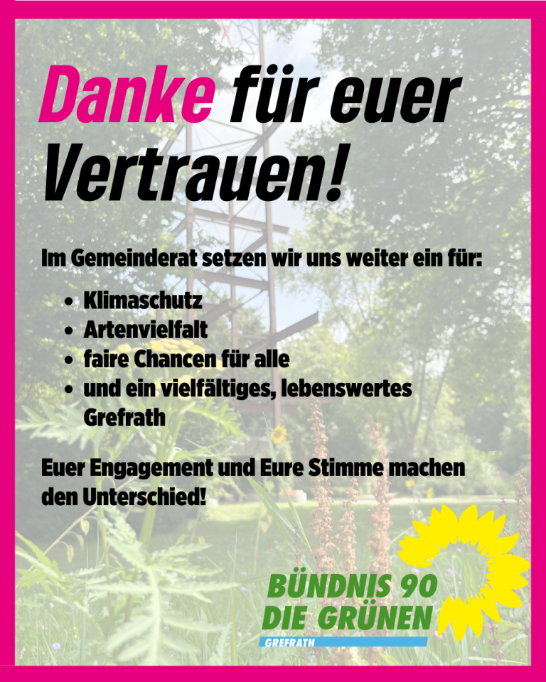 Vier Sitze im Gemeinderat: GRÜNE Grefrath mit klarem Wählerauftrag für Klimaschutz und demokratische Werte